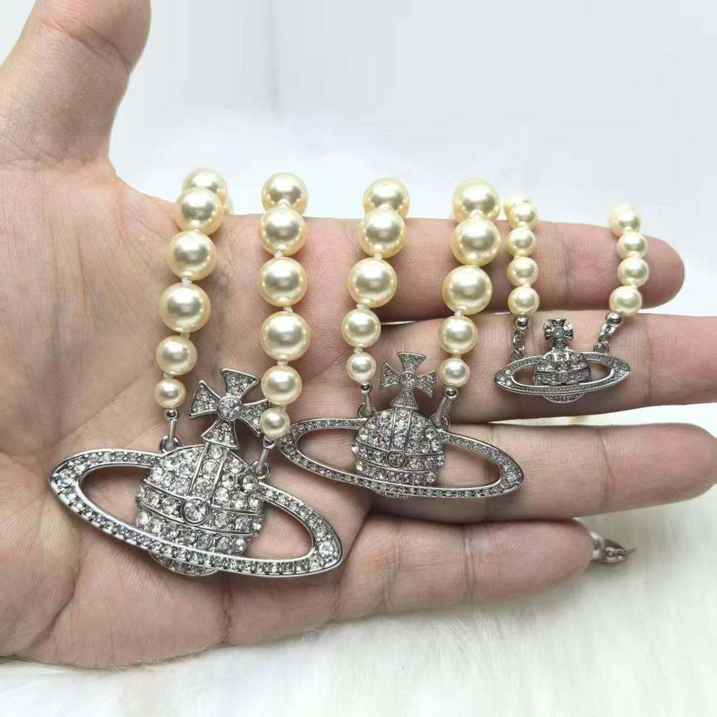 Cixi Cesarzowa Saturna Diamentowy Perłowy Naszyjnik Damska Modna Chokerka w Różnych Rozmiarach