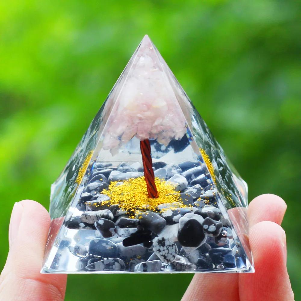 Křišťálová Orgonová Pyramida Generátor Energie 5 cm Přírodní Ametyst Peridot Reiki Čakra Meditační Nástroj Vánoční Dárek Pro Rodinu