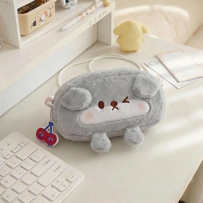 Cute Little Otter Penguin Plush Pen Bag, Large Capacity Pencil Case, Stationery Storage Bag School Supplies