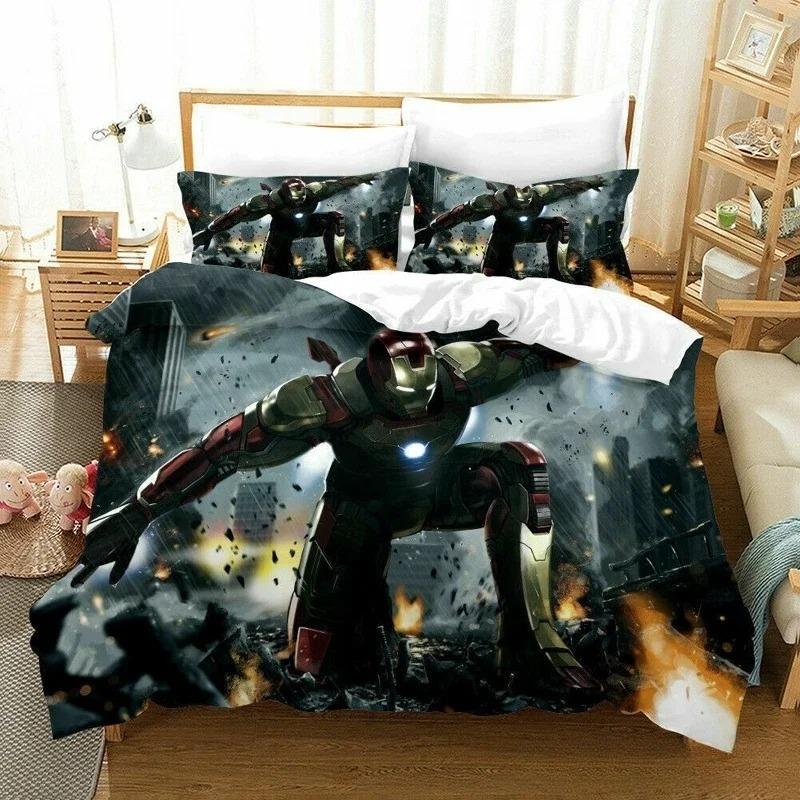 Cartoon Duvet Cover Captain America Pillowcase Bedding Set Adult Boy Girl Bedroom Decoration Children Single Double Large Size