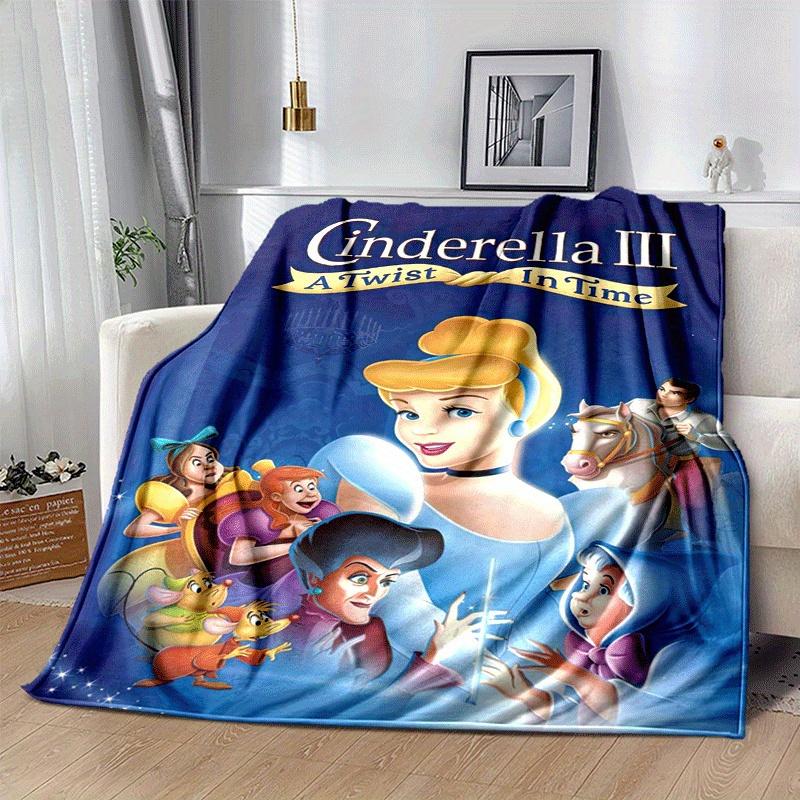 1pc Cinderella Printing Blanket - Soft, All-Season Throw for Living Room, Gift with Adorable Cartoon Design