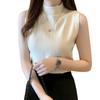 Women Solid Color Half Turtleneck Tshirt Slim Knitted Sleeveless Summer Tee Shirt