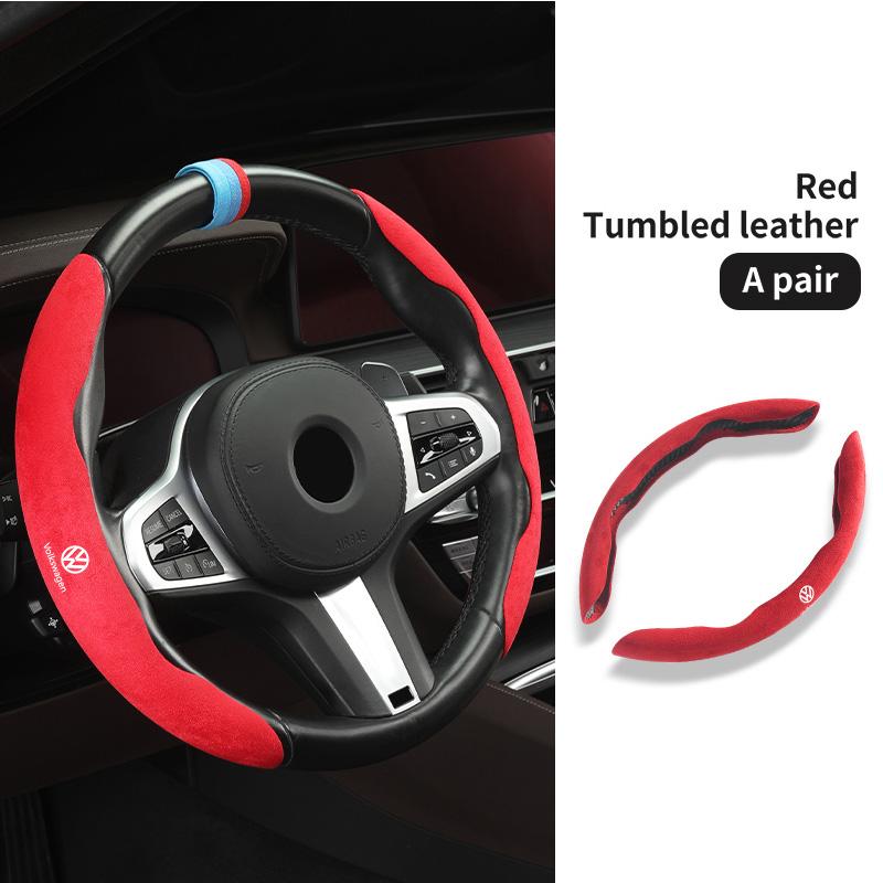 Leather Car Steering-wheel Cover Anti-slip Steer Wheel Cushion For Volkswagen VW Scirocco Passat Polo B5 B6 B7 CC Tiguan Sharan QS0