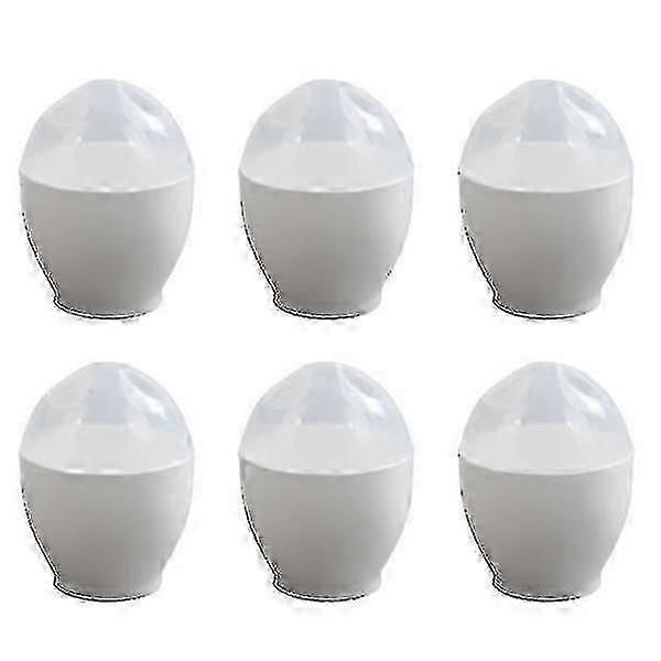 6pcs Microwave Steamed Egg Cup Mini Egg Cooker Portable Egg Poacher For Home Kitchen (white)