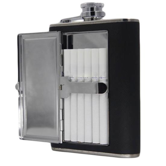 Cigarette Case 5/6oz Stainless Steel Hip Flask Wine Liquor Alcohol Drinkware
