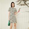 Gejin New Chinese Style Floral Short Sleeve Mini Dress