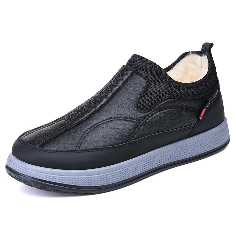 Winter  New Men's Cotton Shoes with Thick Velvet and One Step Stepping Men's Shoes Anti Slip and Wear Resistant Snow Boots