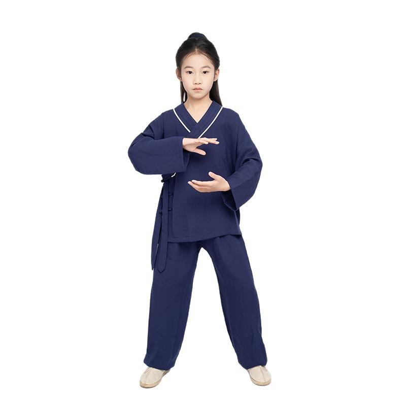 Kids Cycling Jersey Set Breathable Solid Color Unisex Martial Arts Training Uniform Boys Girls