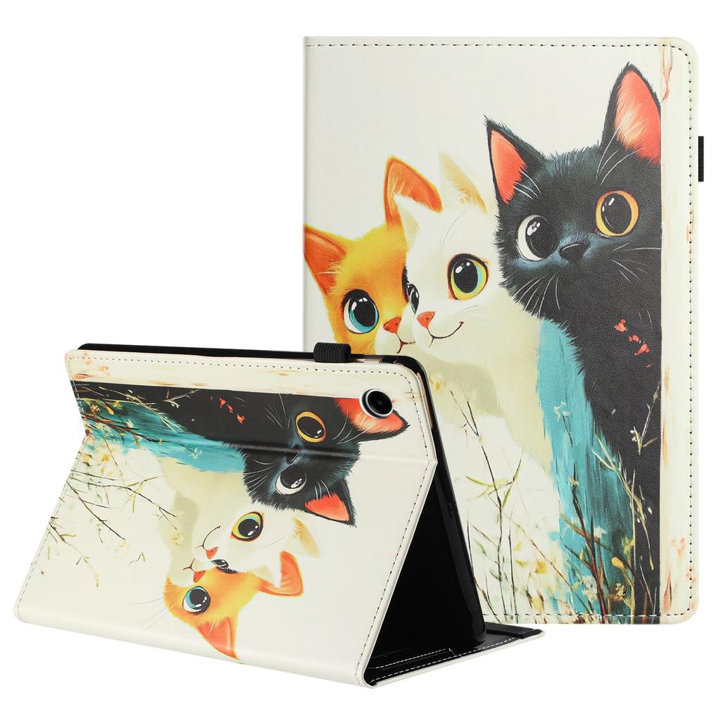 For Samsung Galaxy Tab A9+ Tablet Case Litchi Texture Pattern Printing Leather Cover Auto Sleep/Wake with Card Holder