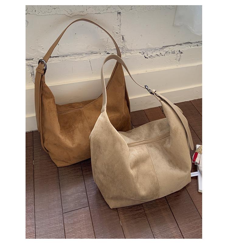 Versatile Women's Large Capacity Suede Tote & Shoulder Bag
