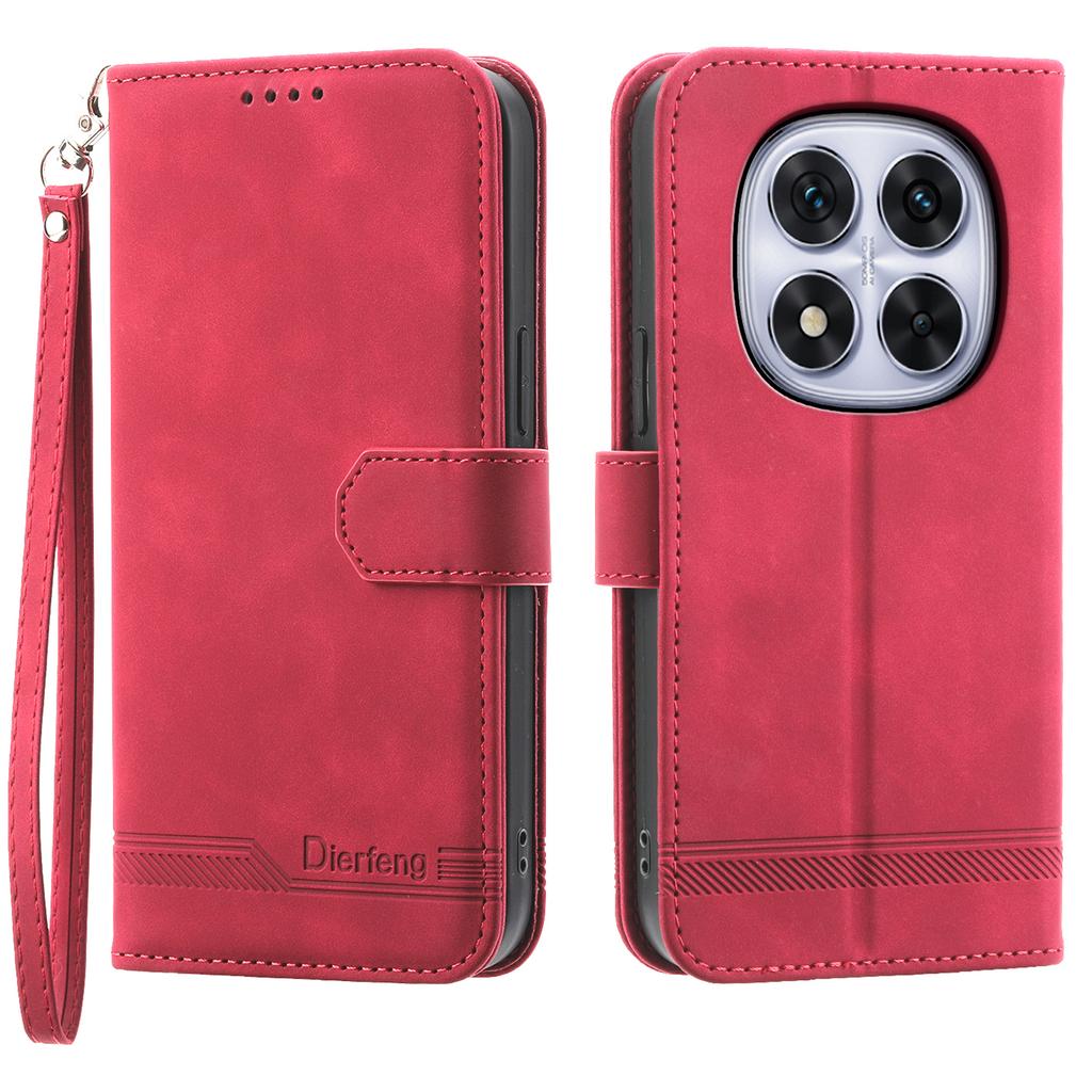 Für Xiaomi Redmi Note 14 Pro 5G/Poco X7 5G Lederhülle Linienprägung Brieftasche Handyhülle