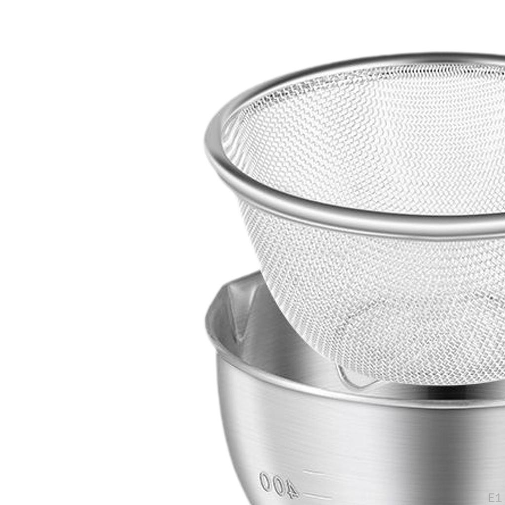 Stainless Steel Colander with Mixing Bowl, Fine Mesh Sieve Drainer, Pasta Spaghetti Rice Rinser