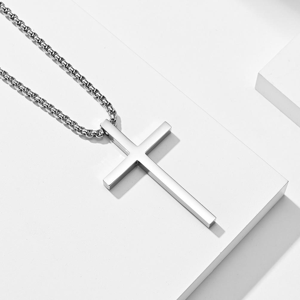 European and American Style Stainless Steel Cross Necklace Large Medium Small Genderless Male and Female Titanium Steel