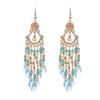 Bohemian Crystal Tassel Earrings - Ethnic Style, Slim Face, Exaggerated Design for Travel