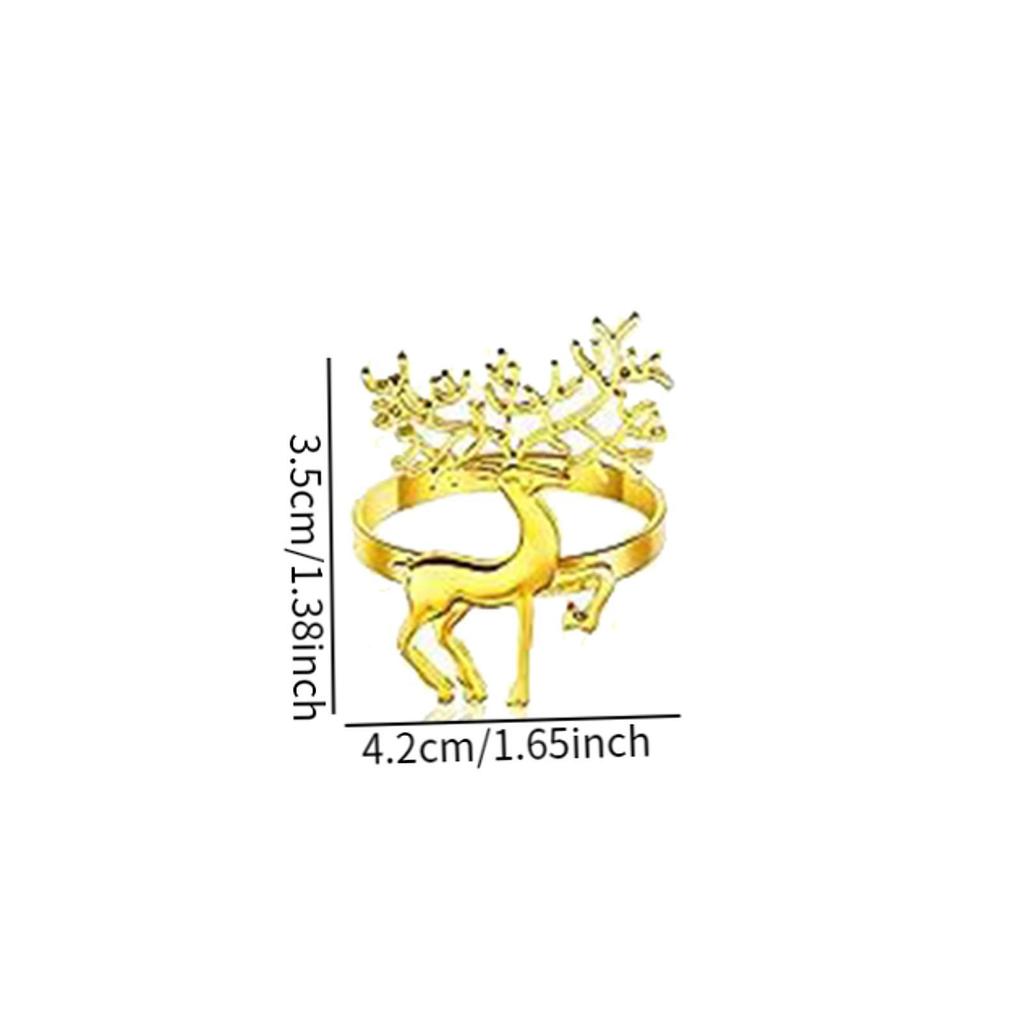 6x Christmas Deer Napkin Rings Metal Tableware Ornaments Reindeer Napkin Holders for Wedding Festival Xmas Dinner Table Kitchen