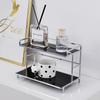 Metal Desktop Layered Storage Rack Double-Layer Desk Storage Rack Bathroom Cosmetics Storage Rack for Living Room Entrance Hall Kitchen and Bathroom