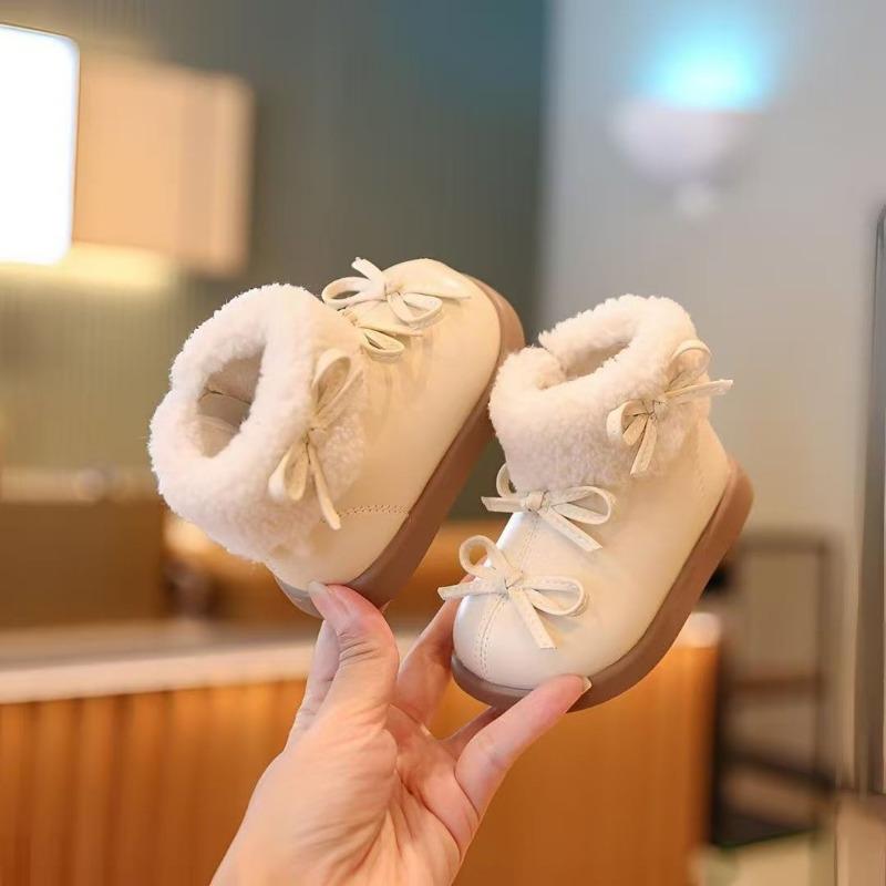 Kids Bow Decor Fleece Lined Winter Boots 15