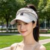 Women's Packable Open-Top Sun Hat Cap, Breathable Nylon Ponytail Style with Front Bill for Hiking and Holiday Travel