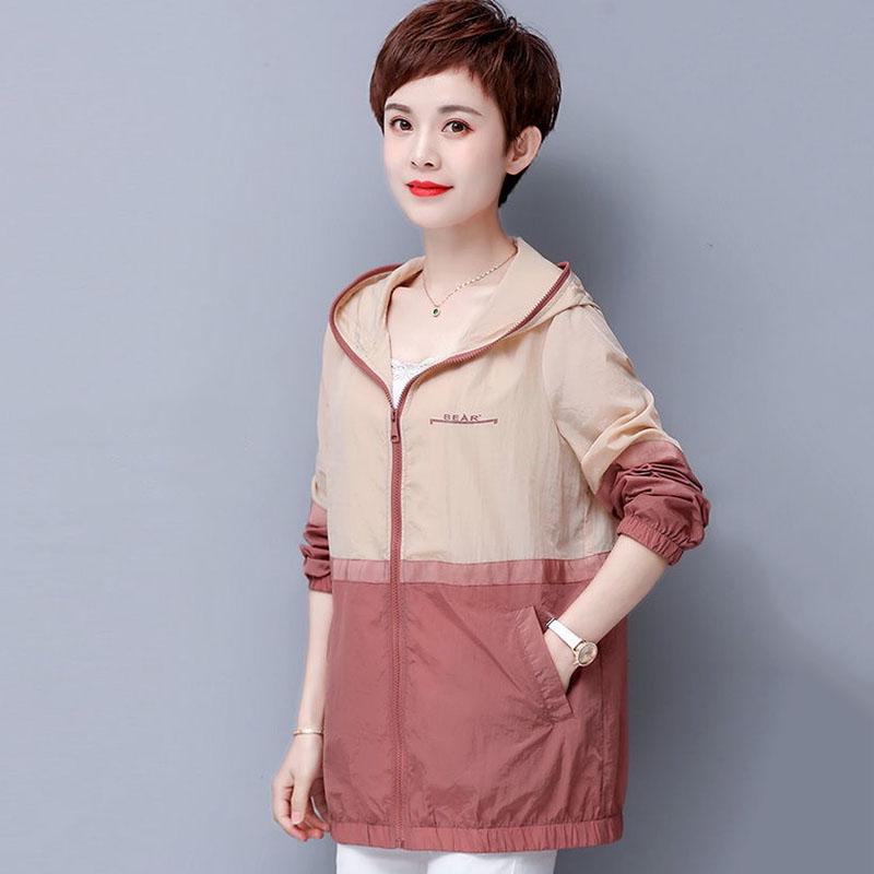 Sonnenschutzkleidung Damen Neue Kapuzenjacke Lockere Lässige Sonnenschutzkleidung UV-Schutz Dünnmantel Reißverschluss Strickjacke Mantel
