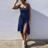 Dresses Sundress Summer Women Causal Polka Dot Sleeveless High Pleated Elastic Waist V-Neck Beach Dress Vestidos De Verano