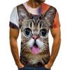Summer Round Neck 3D Funny Cat Pattern Print Top Fashionable Casual Short Sleeved Men's T-shirts