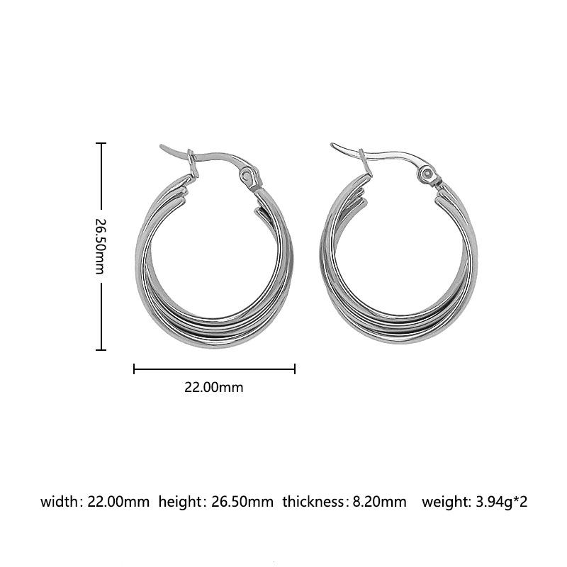 18K Stainless Steel Multi-layer Geometric Circle Earrings for Women - Fashionable and Versatile Design.