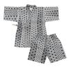 Jinbei Set and Made with Japanese Hemp Leaf 130cm Boys' (Top Bottoms) Fabric, 100% Cotton, Pattern, Black,