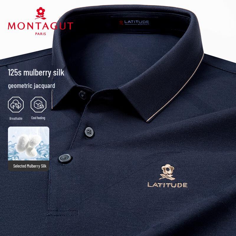 

MONTAGUT Men s Summer Mulberry Silk Blend Polo Shirt 2XL/54