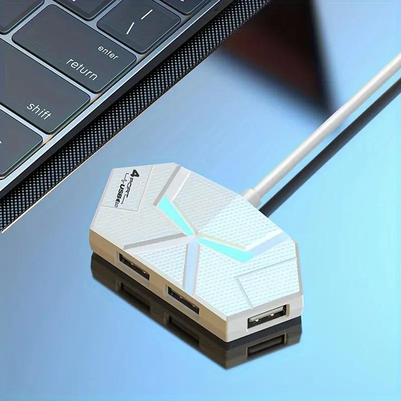

4-портовый/7-портовый USB-хаб с красочной подсветкой - Высокоскоростная передача данных, Стабильная работа, Встроенные режимы плавной смены цветов 4 белый