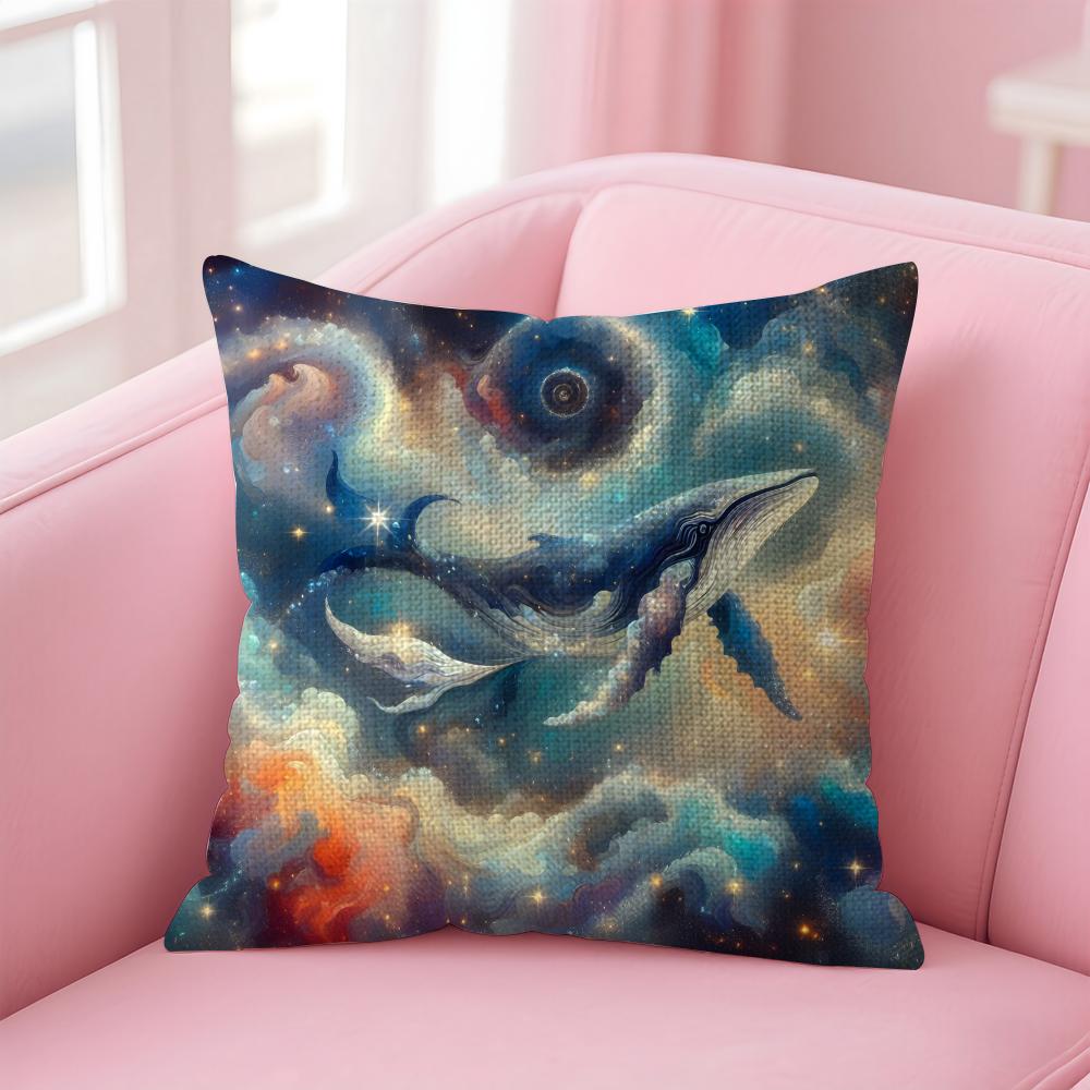 Whale Fashion Cushion Cover Natural Linen Pillow Case DoubleSided Print Decorative Sofa Pillowcase Home Decor Gift