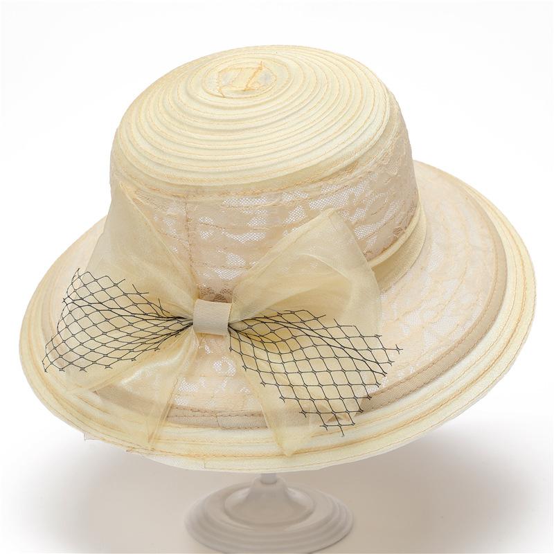 Ladies cool hat sun hat summer elegant fashion top hat organza flower pot hat sun hat