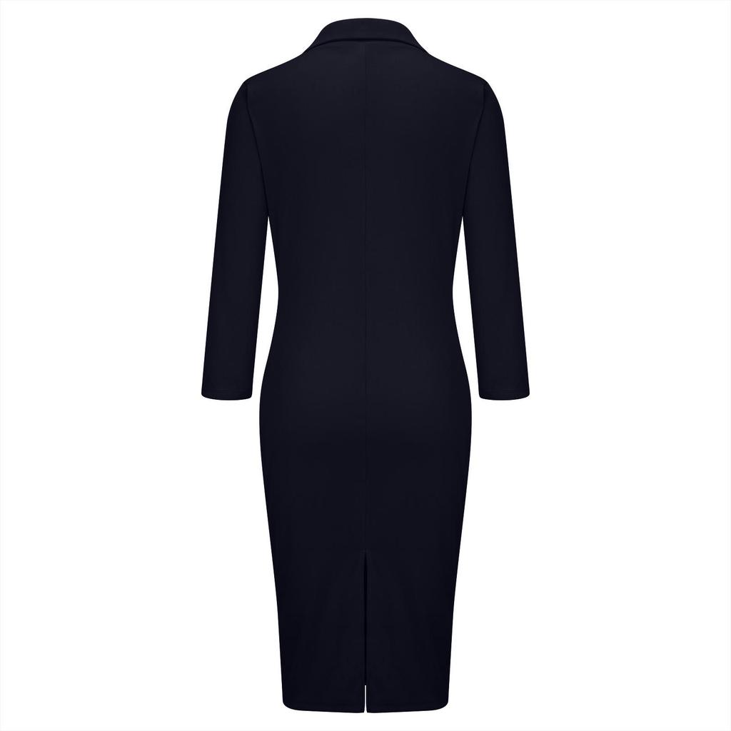 Schlank geschnittener Damen-Businessanzug mit Kragen und Knopfkleid