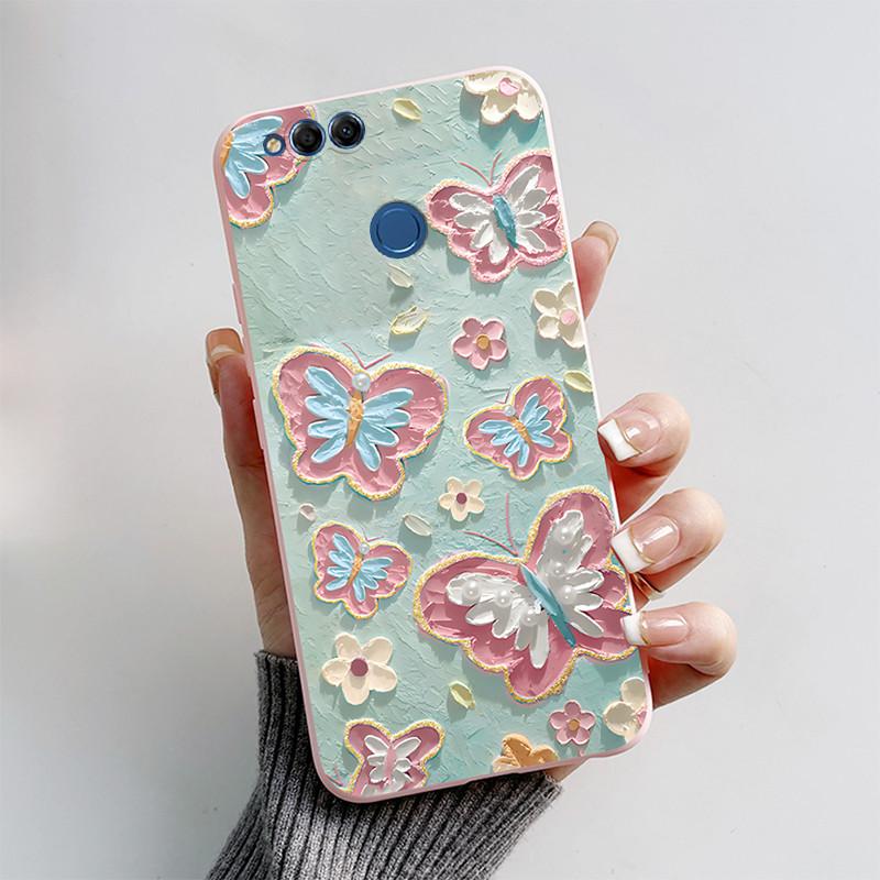 For Honor 7X Case Matte Cover Honor7X 7 X Soft Silicone Cute Cat Cartoon Case For Huawei Honor 7X BND-L21 BND-L22 BND-L24 Coque