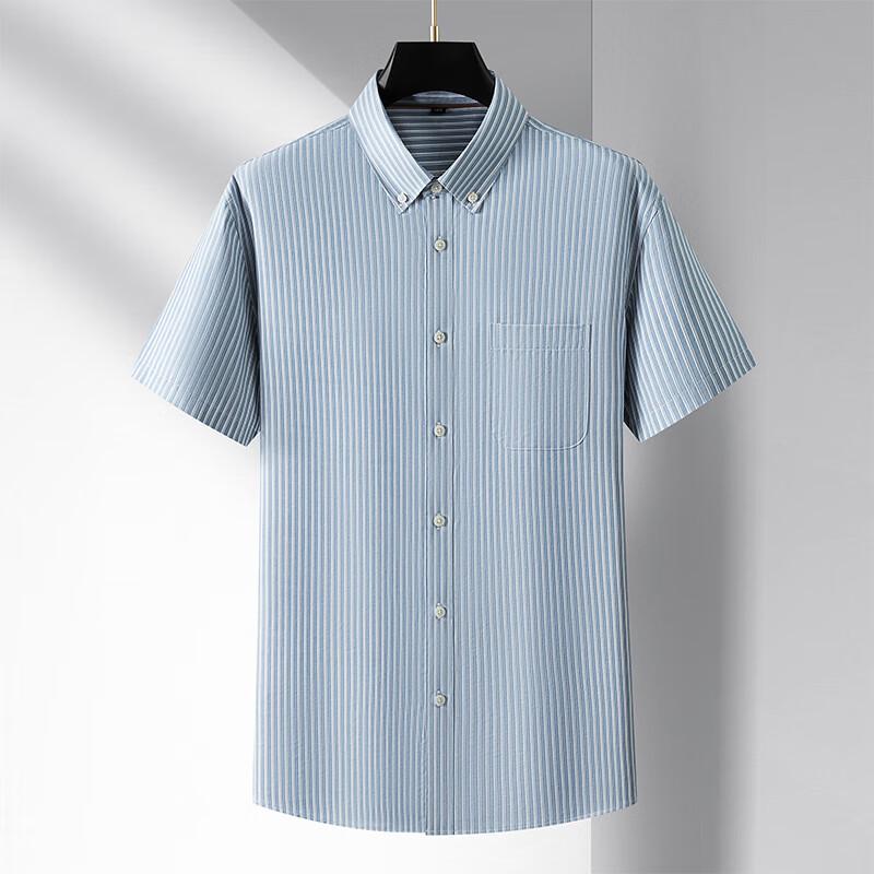 

Dibenze Men s Plus Size Casual Striped Short-Sleeve Shirt 190/3XL