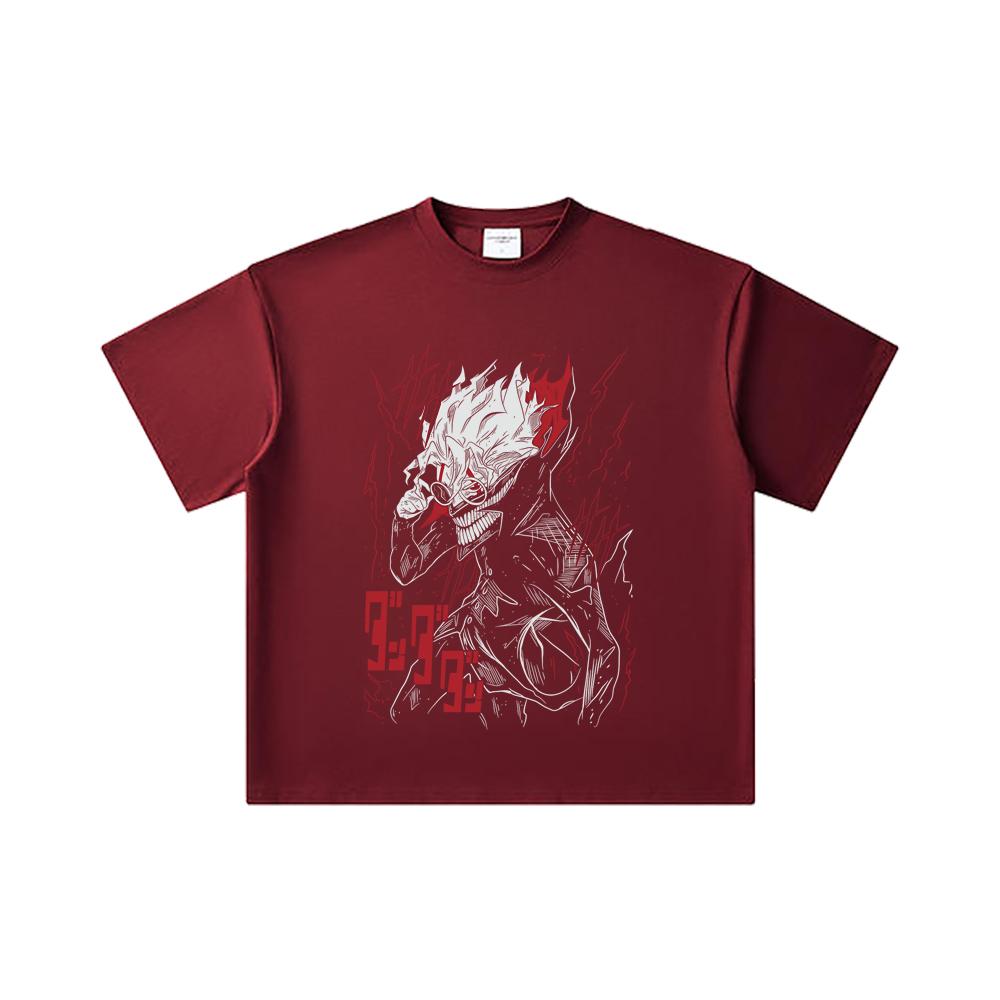 

260 GSM Double Yarn 32 Count 100% Cotton Dandadan V28 Okarun Print Unisex Heavy Cotton T Shirt 2XL вина червоного кольору