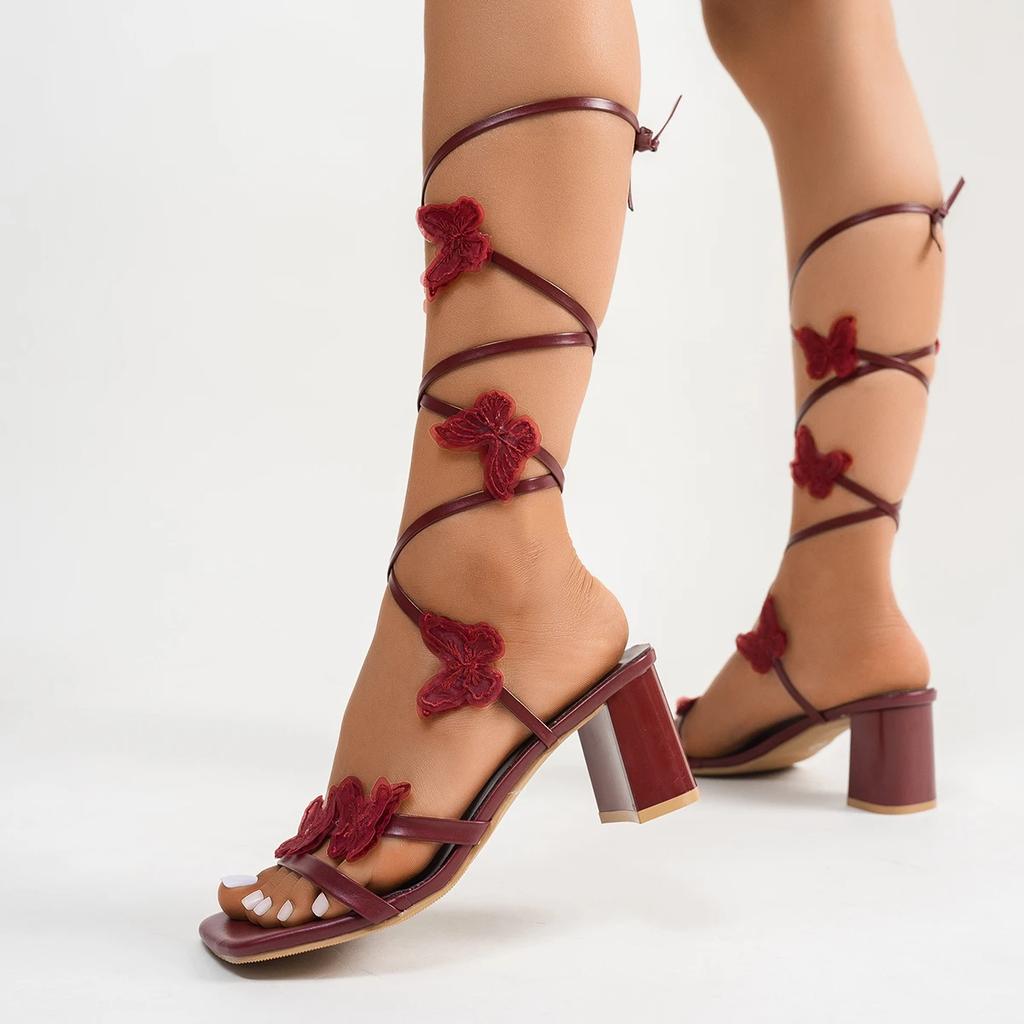 Fashion Women Sexy Ankle Sandals Transparent Platform Summer Butterfly Lace-up High Heels Sandals Elegant Comfortable Designer Shoes