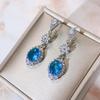 London Blue Swiss Blue Topaz Earrings Inlaid With Zircon Delicate Women'S Ear Jewelry