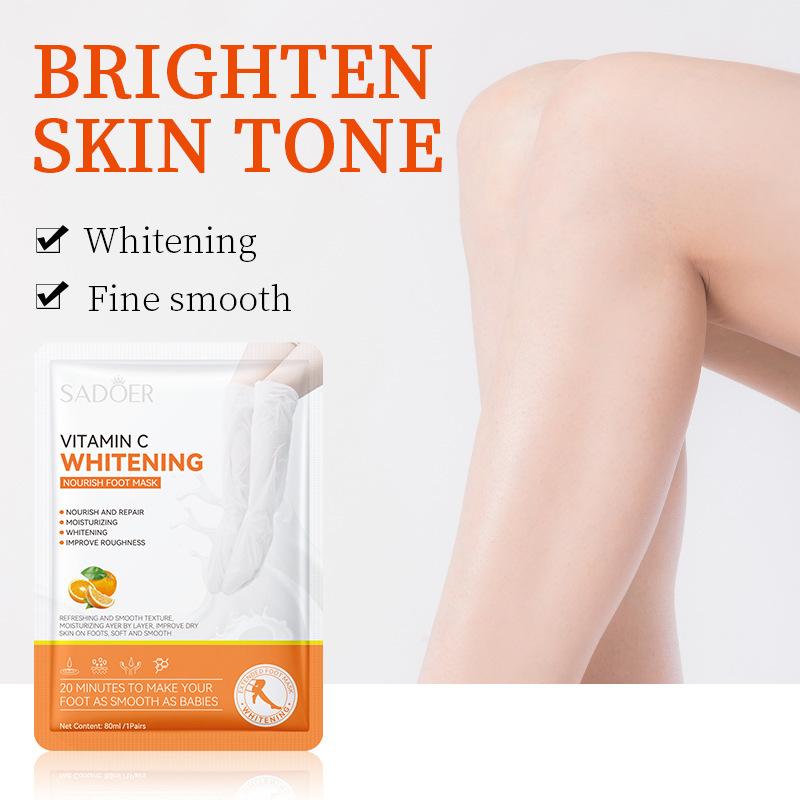 

80Ml Sadoer Vitamin C Whitening Foot Mask Foot Peel Mask Skin Exfoliating Foot Masks For Dry Rough Feet Heel Dead Skin Remover onesize