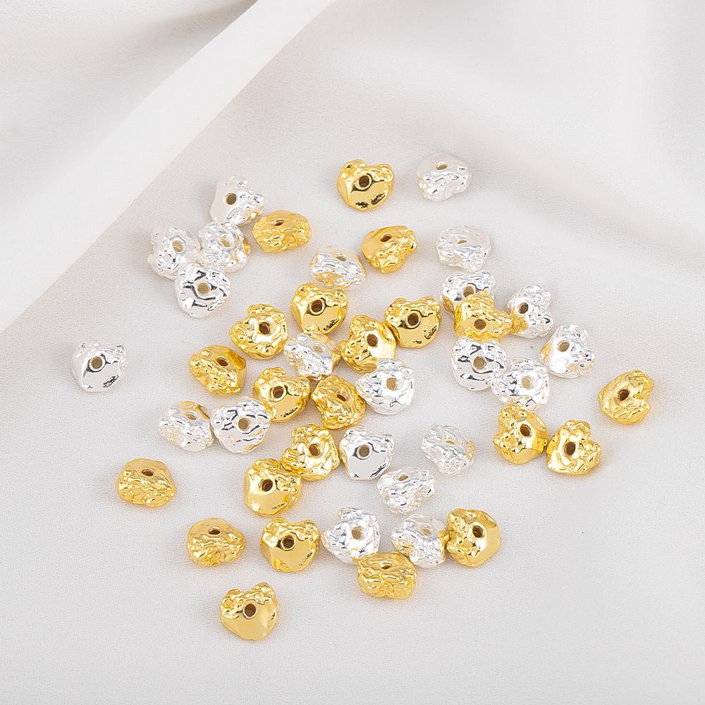 5Pcs 8x8.4mm 18K Gold Color Plated Irregular Lava Shape Charms Beads Copper for DIY Necklace Bracelet Jewelry Making Accessories