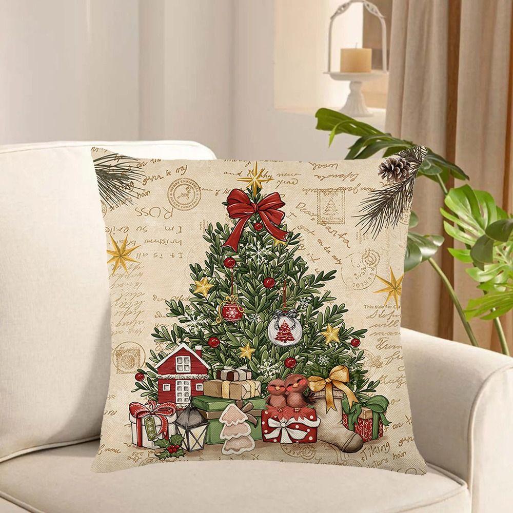 2Pcs Soft Dacron Throw Pillow Case 45x45cm Snowman Pillow Shell Santa Claus Sofa Pillowcase  Bedroom