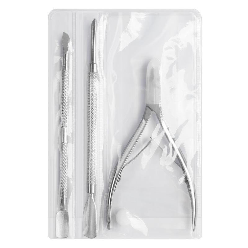 Stainless Steel Cuticle Care 3-Piece Set: Nipper, Pusher, and Fork