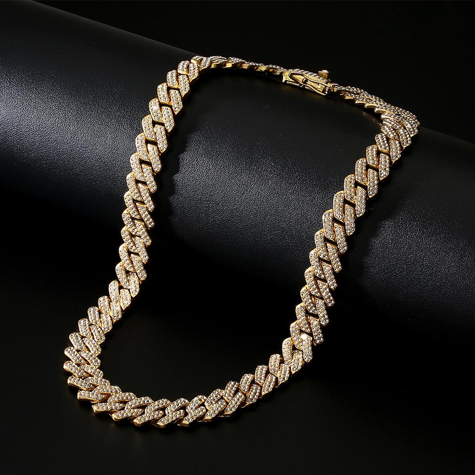 Yupsk 45/50CM Men Women Hip Hop Cuban Chain Iced Out Bling Rhinestone Necklace Hiphop Crystal Necklaces Fashion Jewelry