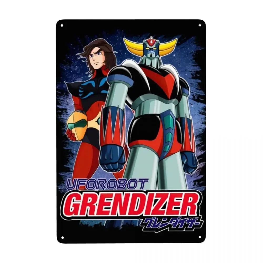 Vintage Goldorak Grendizer Metal Tin Sign  Custom Anime UFO Robot Goldrake Wall Art Decor for Pub Cafe Yard  Rectangle Plaque