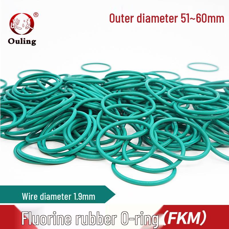 Green Fluororubber O-ring, OD 51-60mm, 1.9mm Cross-section Diameter OD 51*1.9mm (1pc) Green Fluororubber O-ring
