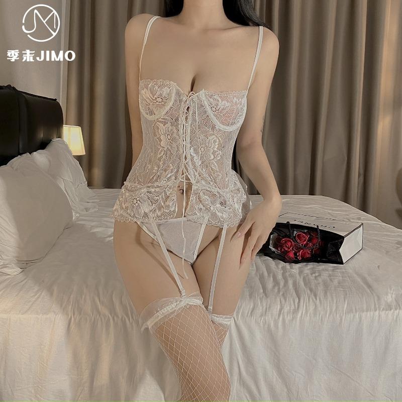 Sex Underwear Sexy Women's New Small Breasts Gather Lace Steel Ring Suspender Princess Dress Set High Sense
