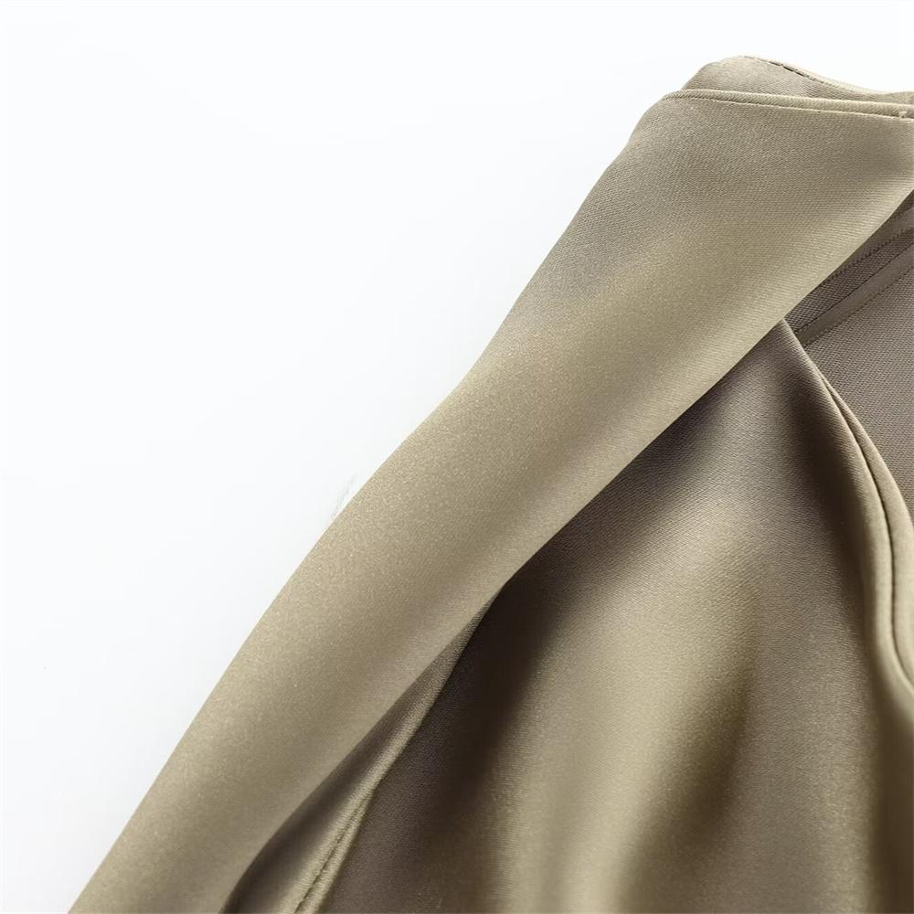 2024 Summer New Women's Fashion Style Slim Fit Sleeveless Silk Texture Midi Dress