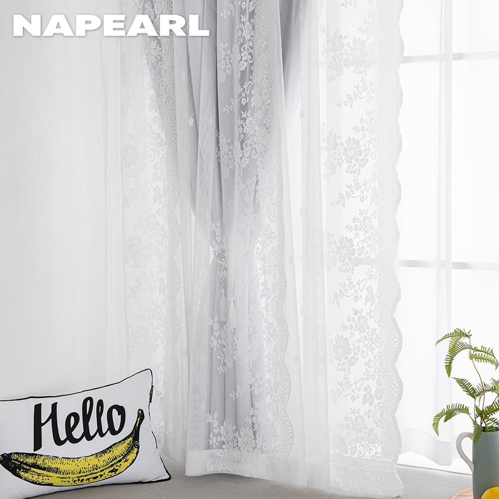 A Set of NAPEARL Grey Hollow Star Blackout Curtain and Lace Sheer Curtains Double-layer Short Curtains for Living Room Bedroom Home Decor