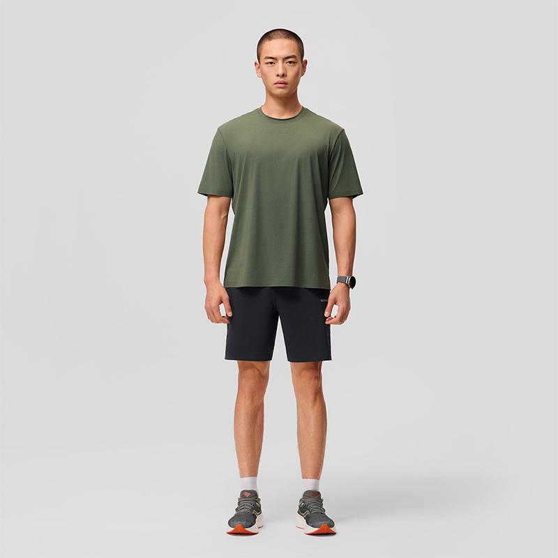 SAUCONY Breathable Comfortable Solid Color Sports Casual Running Commuting Crew Neck Short Sleeve T-Shirt Men Tops Milk-Army-Green SC2249099A-GE27