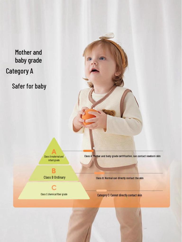Jingqi Quilted Sleeveless Warm Vest for Newborns - Boys and Girls, Spring & Autumn Season