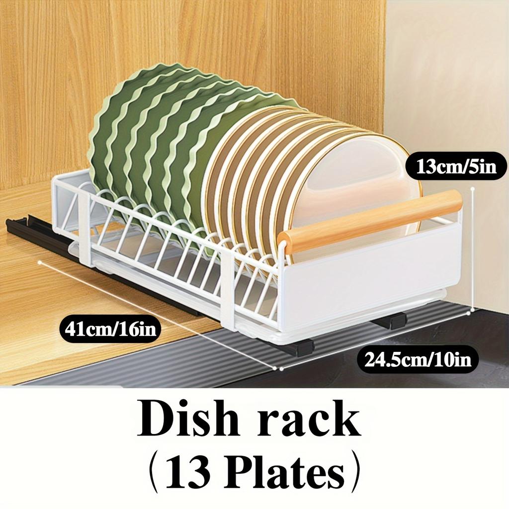 1pc Drawer Dish Rack, Pull Out Organiser, Slide Out Dish Organiser, Kitchenware, Cabinet Organiser, Home Organising and Storage Supplies